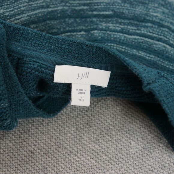 J Jill Ombre Green Gray Knit Sweater Tunic Cotton Blend Womens Sz L Tall - Picture 7 of 10